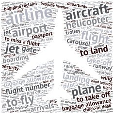 Airport info-text graphics and arrangement concept (word cloud) N2