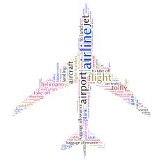 Airport info-text graphics and arrangement concept (word cloud) N5