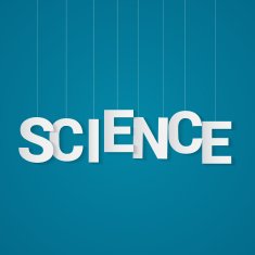 Science text with paper letters attached to string over yellow