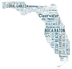 Word Cloud showing cities in Florida
