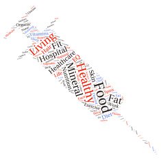 tag cloud containing words related to healthy lifestyle