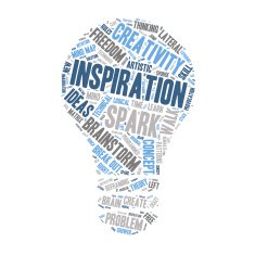 Word Cloud - Creativity and Inspiration Light Bulb Shape N2