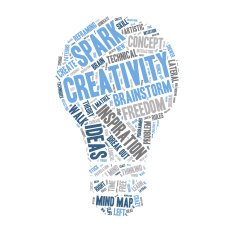 Word Cloud - Creativity and Inspiration Light Bulb Shape N3