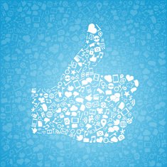 Like social media icons arranged in shape of thumb up
