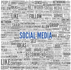 Social media conept in word tag cloud N4