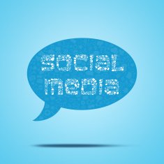 Icons arranged in the shape of text social media