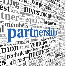 Partnership and business concept in tag cloud