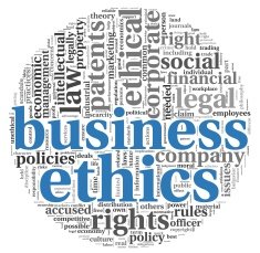 Business ethics concept in tag cloud