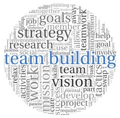 Team building concept in word tag cloud N2