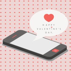 smartphone with love message for valentine day