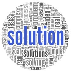 Solution in word tag cloud on white