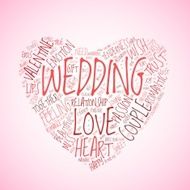 Wedding and love concept in tag cloud