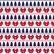 Seamless Christmas pattern card - xmas tree and red bows N2