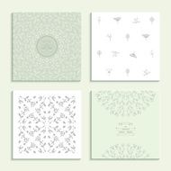 Patterns with vegetative elements Set of four cards Vector illustration