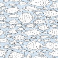 hand drawn fish seamless pattern