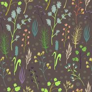 Summer forest herbs seamless vector pattern