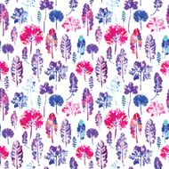 watercolor pattern of leaves seamless texture background
