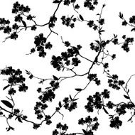 Black and white sakura seamless vector pattern EPS10 file