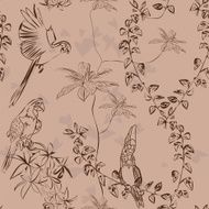 Wallpaper vintage parrot pattern N2