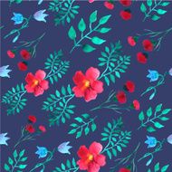 Vector leaves and flowers watercolor seamless