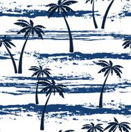 Seamless pattern with sea and palm trees Summer background
