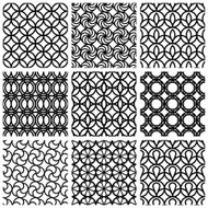 Monochrome geometric seamless patterns set