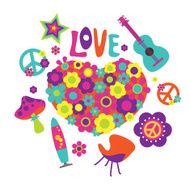 Composition with floral heart and art elements N2
