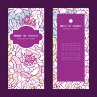 Vector colorful line art flowers vertical frame pattern invitation greeting
