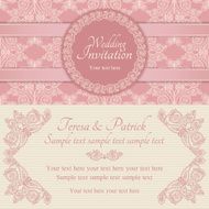 Baroque wedding invitation pink and beige