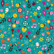 nature love harmony fun characters seamless pattern N2
