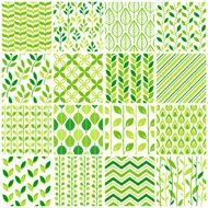 Seamless green graphic pattern set
