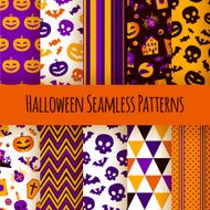 Set of ten Halloween seamless patterns Vector illustration fla
