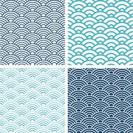 Japanese Seigaiha seamless pattern set