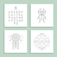Collection of trendy cards with unusual geometric elements Isolated N2