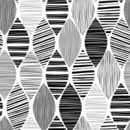 Seamless monochrome pattern with striped abstract leaves N10