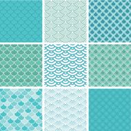 Fish scale seamless pattern set
