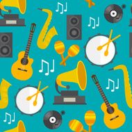 Flat seamless music pattern