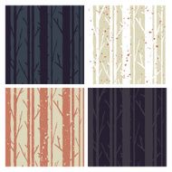 Set of forest trees seamless patterns