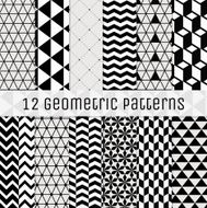 Seamless black and white geometric background set N2