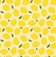 Seamless background with fresh yellow lemon and leaves