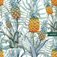 watercolor tropical pineapple exotic pattern
