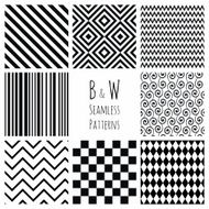 Seamless black and white geometric background set N3