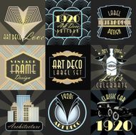 Colorful Art Deco style big set of labels or badges
