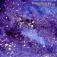 Blue space background Watercolor Vector illustration