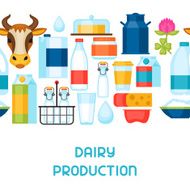 Milk seamless pattern with dairy products and objects N2
