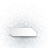 Vector Abstract molecules with 3D paper on light gray background