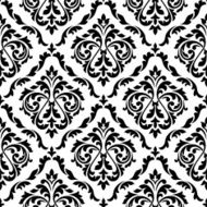 Damask black and white floral seamless pattern