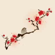 Oriental style painting plum blossom in spring