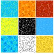 Doodle seamless pattern with sun