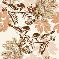 Floral seamless wallpaper pattern with birds